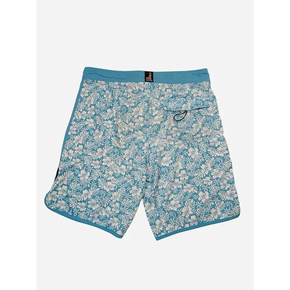 Hinano Tahiti Hawaiian Board Shorts Unlined Men's 36 All Over Print Floral Swim